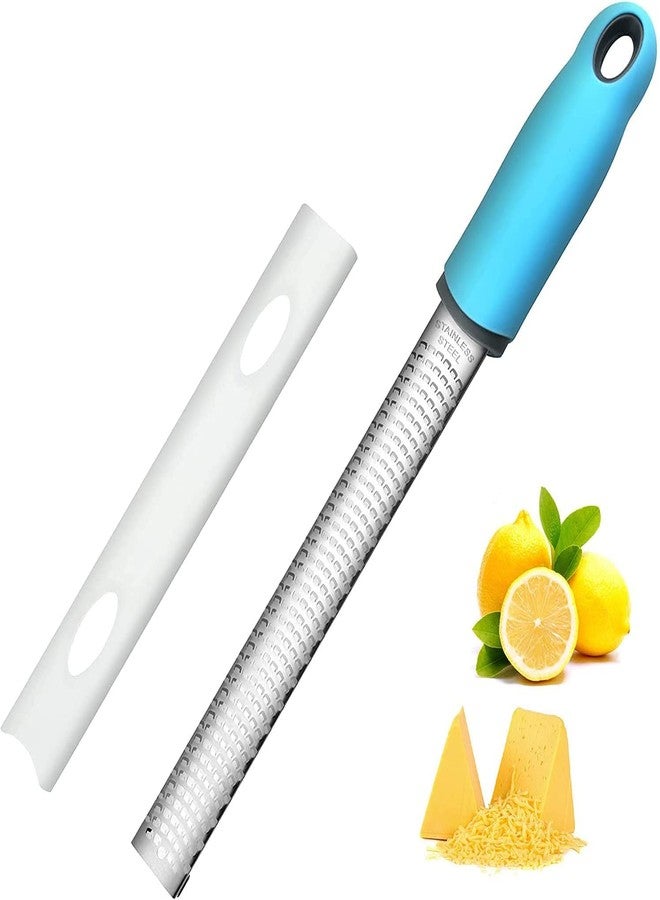 Baskety Stainless Steel Zester Grater Handheld for Lemon, Cheese, Ginger, Garlic, Vegetables & Fruits - 1 Piece (Blue) - Image 1